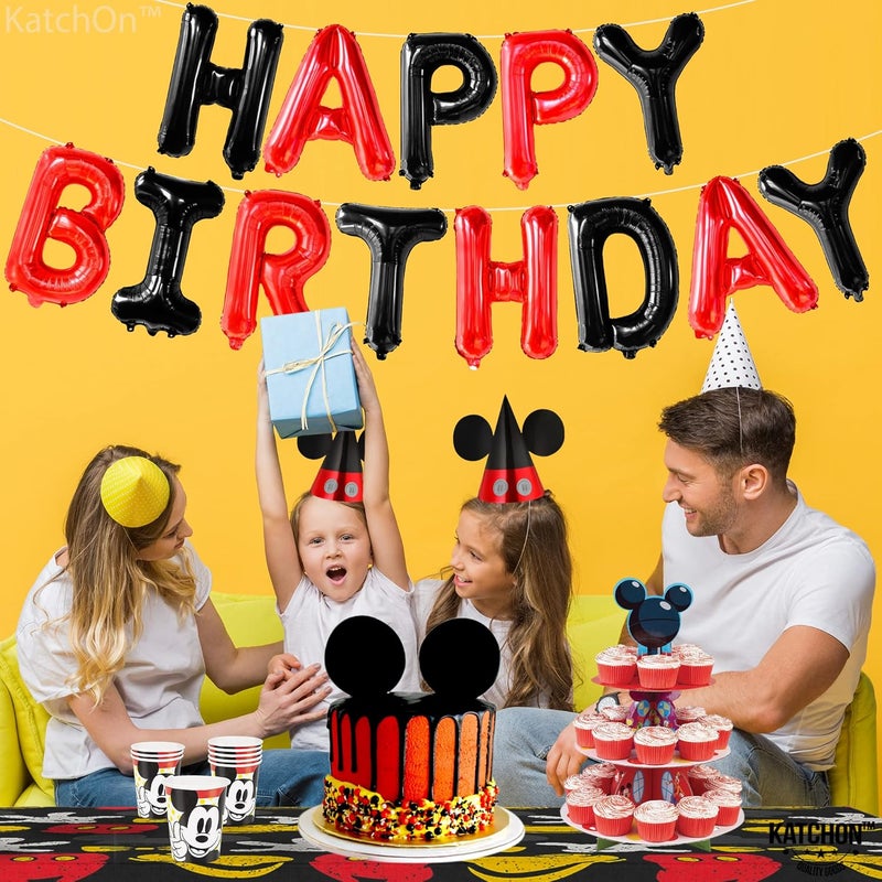 KatchOn, Black and Red Happy Birthday Banner Balloons - 16 Inch | Red and Black Birthday Decorations | Happy Birthday Balloons Letters | Halloween Birthday Party Decorations - Image 4