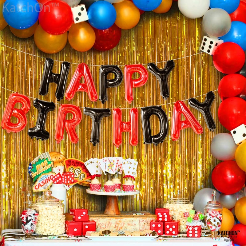 KatchOn, Black and Red Happy Birthday Banner Balloons - 16 Inch | Red and Black Birthday Decorations | Happy Birthday Balloons Letters | Halloween Birthday Party Decorations - Image 5