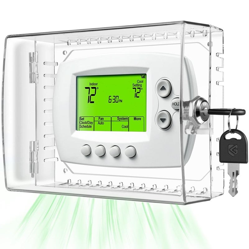 TRJ Large Thermostat Lock Box with Key Clear Thermostat Cover with Lock for Thermostat on Wall Lockable Thermostat Lock Box Cover AC Lock Box Cover with Key Fit Thermostats 5 H x 63 W or Smaller