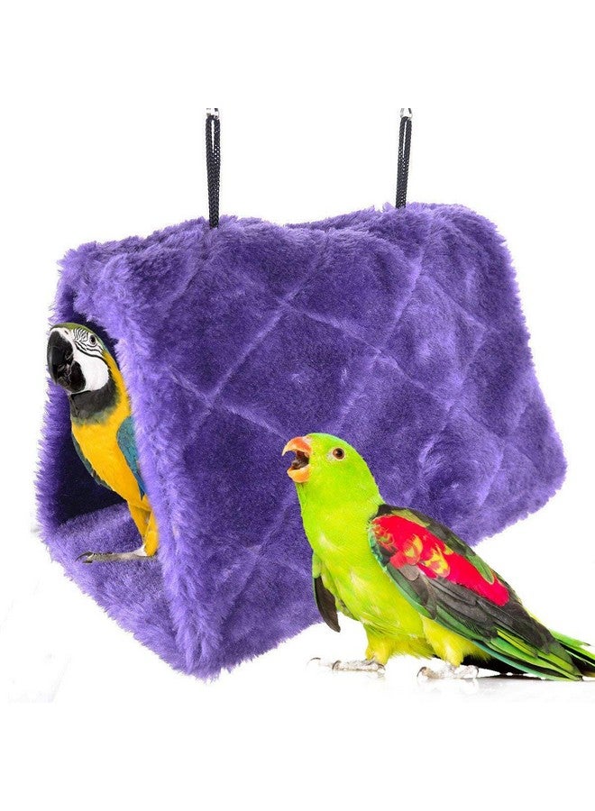 MOACC Winter Warm Bird Nest House Shed Hut Hanging Hammock Finch Cage Plush Fluffy Birds Hut Hideaway for Hamster Parrot Macaw Budgies Eclectus Parakeet Cockatiels Cockatoo Lovebird (M, Purple) - Image 1