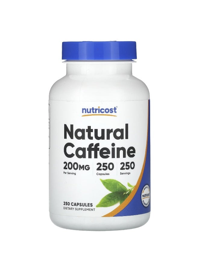 Nutricost نوتريكوست، كافيين طبيعي، 200 ملغ، 250 كبسولة - Image 1