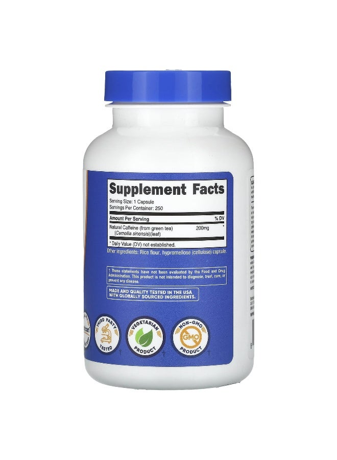 Nutricost نوتريكوست، كافيين طبيعي، 200 ملغ، 250 كبسولة - Image 2
