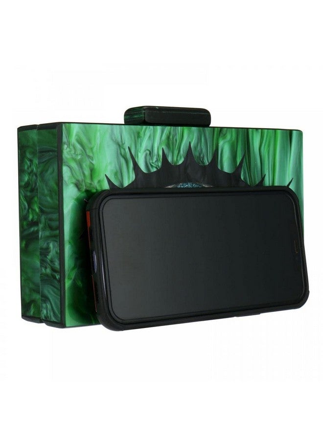 Gets Acrylic Clutch Purses for Women Eyes Evening Bag Glitter Box Clutch Purse Handbags Crossbody Bag (X Dark Green) - Image 2