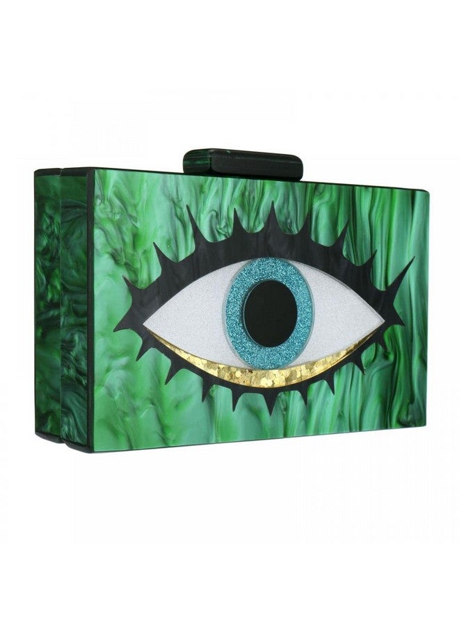Gets Acrylic Clutch Purses for Women Eyes Evening Bag Glitter Box Clutch Purse Handbags Crossbody Bag (X Dark Green) - Image 1