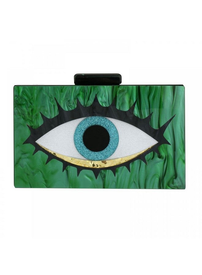 Gets Acrylic Clutch Purses for Women Eyes Evening Bag Glitter Box Clutch Purse Handbags Crossbody Bag (X Dark Green) - Image 4