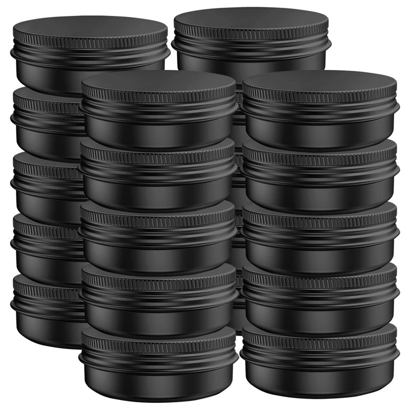 Axe Sickle 20 Pcs 1 Ounce Aluminum Tin Jars Containers Leak Proof Cosmetic Tin Jars Containers Round Screw Lids for Cosmetic, Salves, Balms, Lip Balm or Others, 30mL Black - Image 1