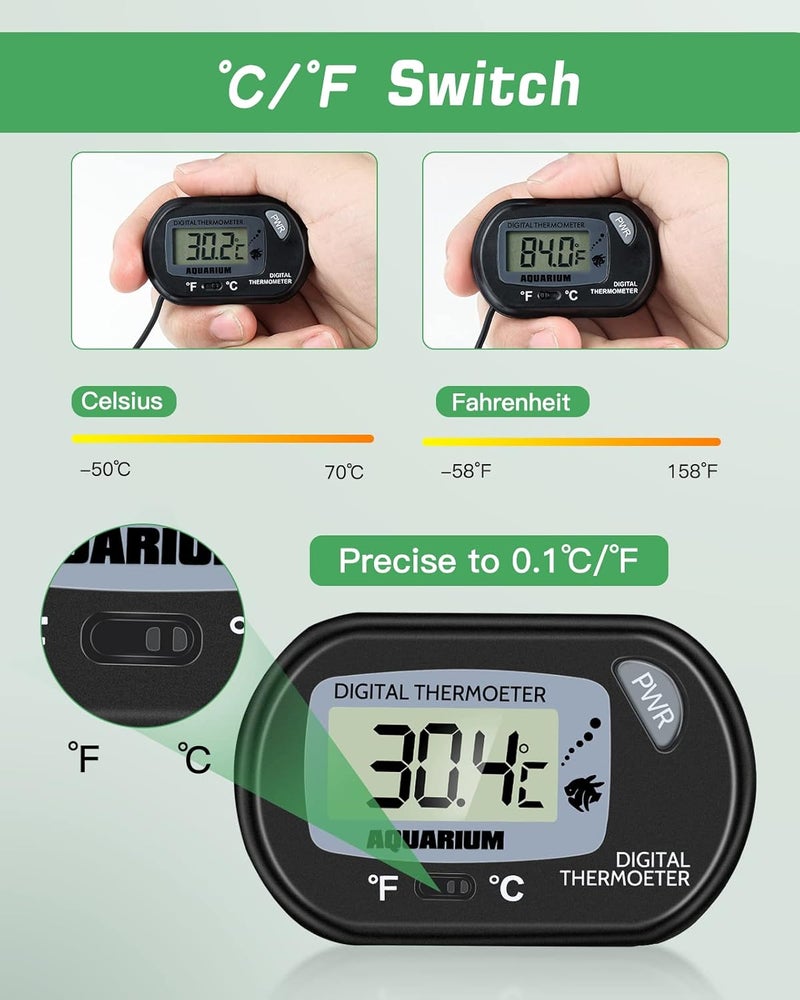Zacro Pack of 2 LCD Digital Aquarium Thermometer Fish Tank Water Terrarium Temperature - Image 3