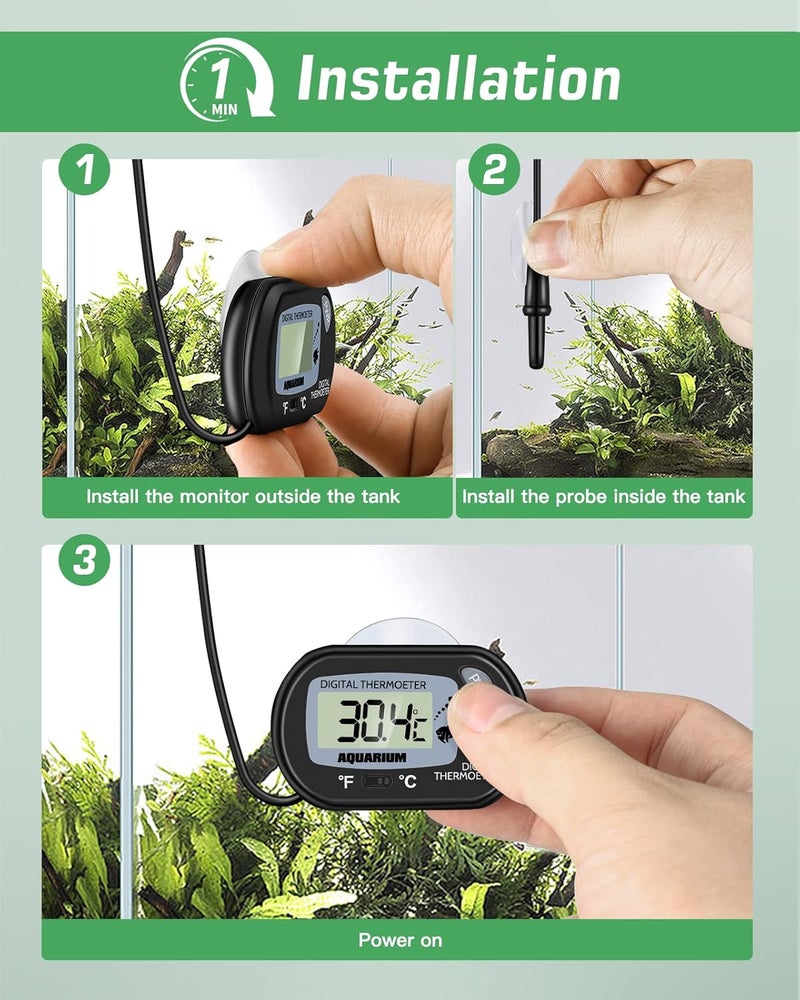 Zacro Pack of 2 LCD Digital Aquarium Thermometer Fish Tank Water Terrarium Temperature - Image 5