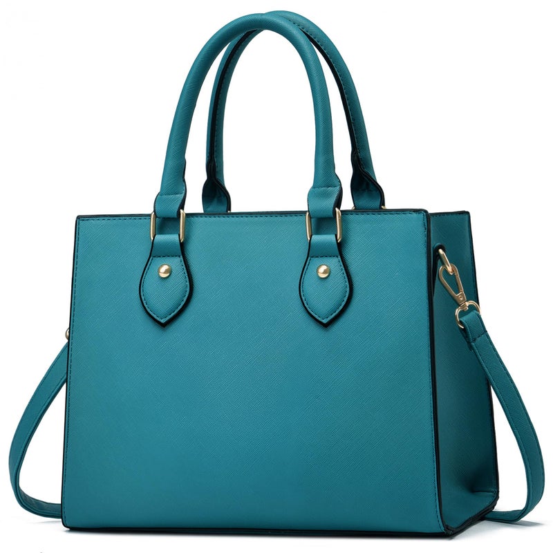 CHICAROUSAL Crossbody Purses and Handbags for Women PU Leather Tote Top Handle Satchel Shoulder Bags (Blue Green) - Image 1