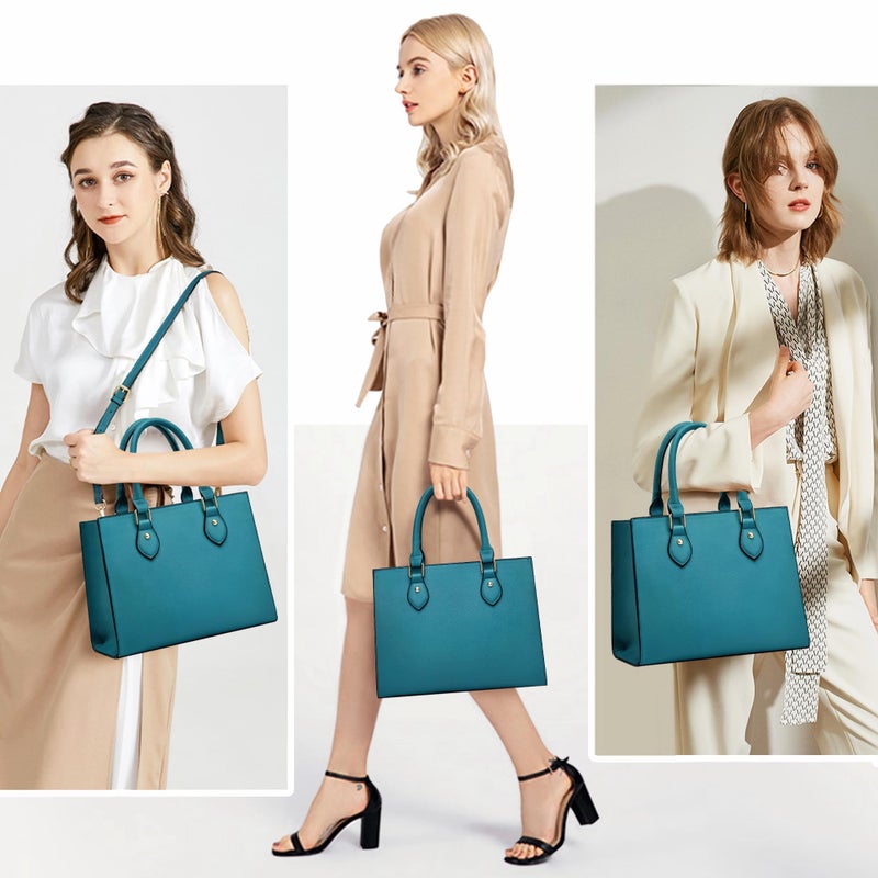CHICAROUSAL Crossbody Purses and Handbags for Women PU Leather Tote Top Handle Satchel Shoulder Bags (Blue Green) - Image 3