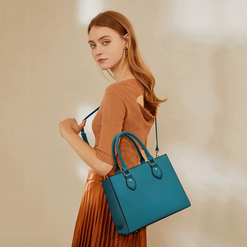 CHICAROUSAL Crossbody Purses and Handbags for Women PU Leather Tote Top Handle Satchel Shoulder Bags (Blue Green) - Image 2