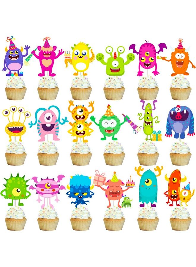 umoni 36Pcs Little Monster Party Cupcake Toppers Monster Bash Party Decorations For Little Monster Baby Shower Supplies Kids Birthday Party Decoration - Image 3