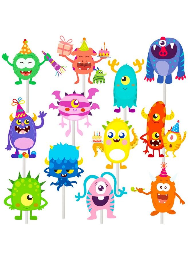 umoni 36Pcs Little Monster Party Cupcake Toppers Monster Bash Party Decorations For Little Monster Baby Shower Supplies Kids Birthday Party Decoration - Image 1