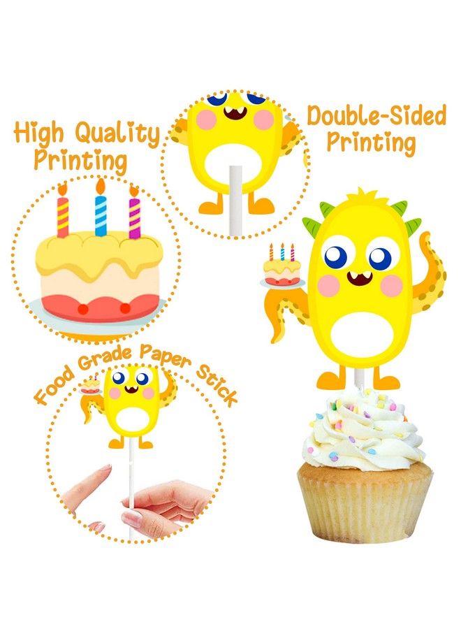 umoni 36Pcs Little Monster Party Cupcake Toppers Monster Bash Party Decorations For Little Monster Baby Shower Supplies Kids Birthday Party Decoration - Image 4