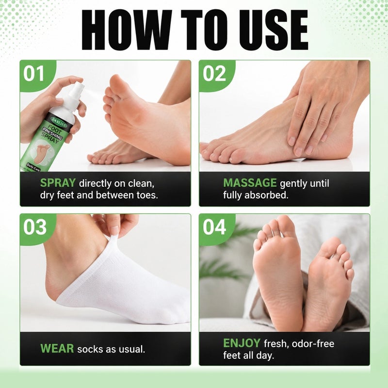 Danliss Foot Refreshing Spray 100ml - Deodorizing, Sweat-Suppressing, Soothing, Suitable for Daily Foot Cleaning of Shoes, Socks, and Feet - Image 2