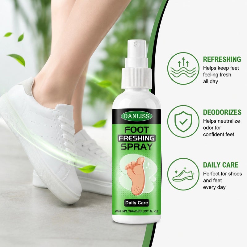 Danliss Foot Refreshing Spray 100ml - Deodorizing, Sweat-Suppressing, Soothing, Suitable for Daily Foot Cleaning of Shoes, Socks, and Feet - Image 3