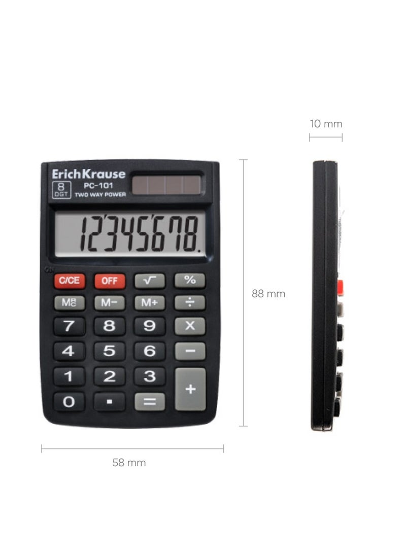 Pocket electronic calculator 8-Digit PC-101 Classic, black (box 1 pc)
