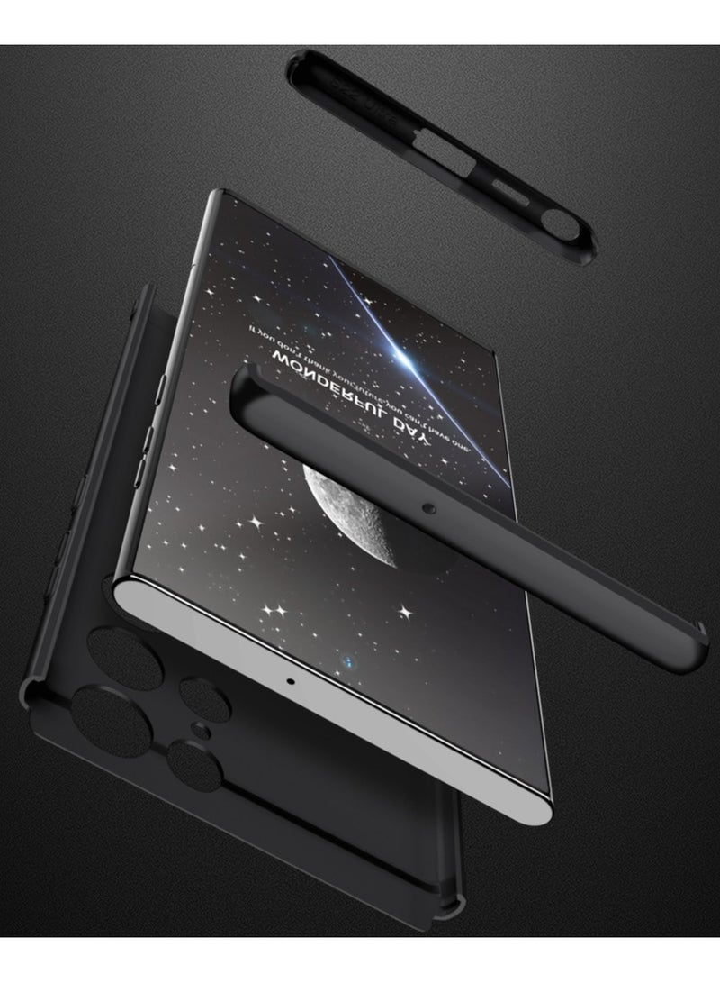 LEEKA غطاء سامسونج S22 ألترا الكامل 3 في 1 360º مضاد للصدمات درع صلب غير لامع قوي غطاء خلفي من مادة PC أسود - Image 5