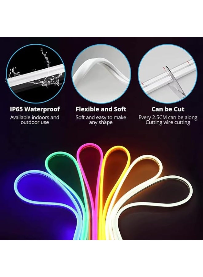 UanTii Smart RGB Neon Light Strip Bluetooth Remote Control LED Light Strip DIY Music Scene Timing IP65 Waterproof Strip Lights (5m) - Image 3