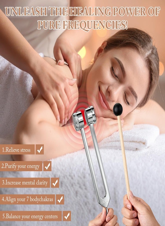 GRKZBKW Tuning Forks for Healing Set (128Hz, 136.1Hz, 256Hz, 384Hz) with Activator & Wooden Mallet, Chakra Healing, Sound Therapy, Reiki, Yoga, Energy Balancing Tools - Image 3