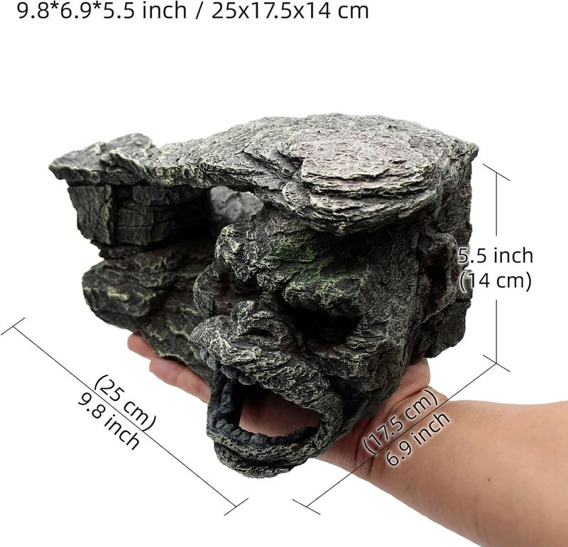 relaqcc Gecko Hide Shale Scape Step Ledge, Reptile Rock Basking Platform Cave Hideout Tank Accessories Decorations, Great for Reptiles, Amphibians, Leopard Gecko, Snake, Lizard, Frogs, Turtle - Image 2