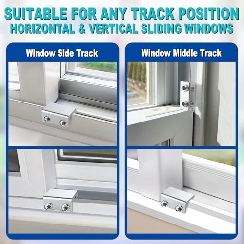 STERGDE Sliding Window Locks (4 Sets), Security Window Locks with Keys, Adjustable Aluminum Sliding Window Stops, Easy Installation Without Drilling, for Vertical and Horizontal Sliding Windows (Silver) - Image 3