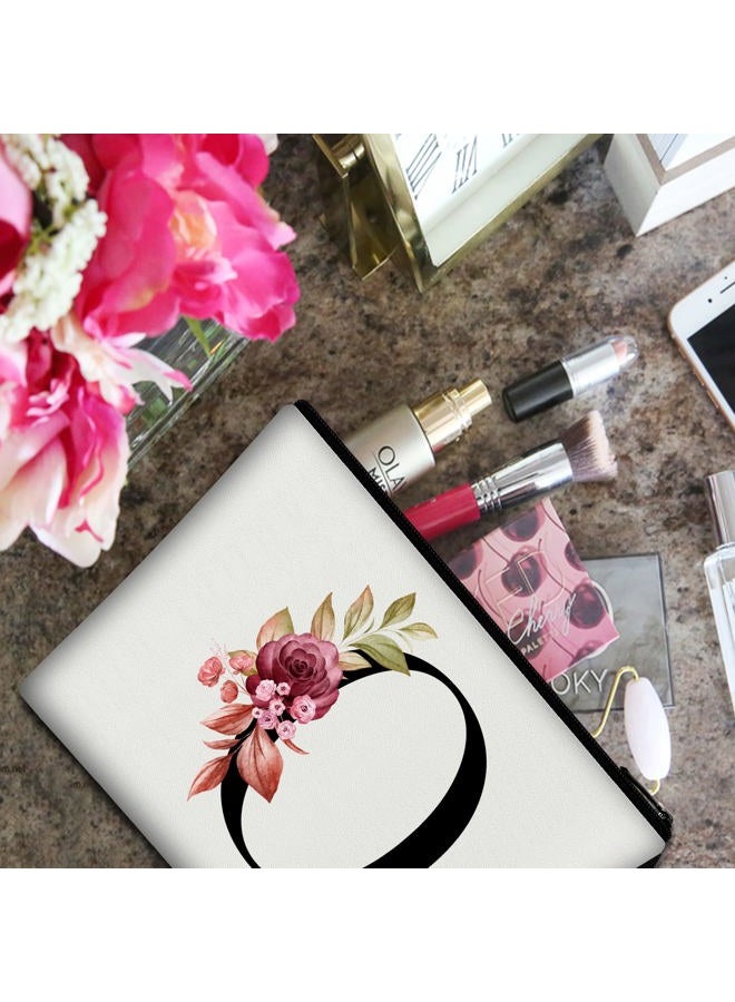 Vavabox A-Z Personalized Makeup Bag, Birthday Gifts for Women Mom, Gifts for Best Friend, Bride Bridesmaid Cosmetic bag (O, White) - Image 4