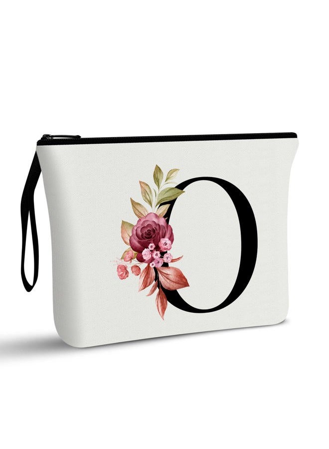 Vavabox A-Z Personalized Makeup Bag, Birthday Gifts for Women Mom, Gifts for Best Friend, Bride Bridesmaid Cosmetic bag (O, White) - Image 1