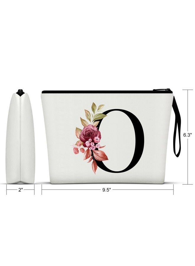 Vavabox A-Z Personalized Makeup Bag, Birthday Gifts for Women Mom, Gifts for Best Friend, Bride Bridesmaid Cosmetic bag (O, White) - Image 2