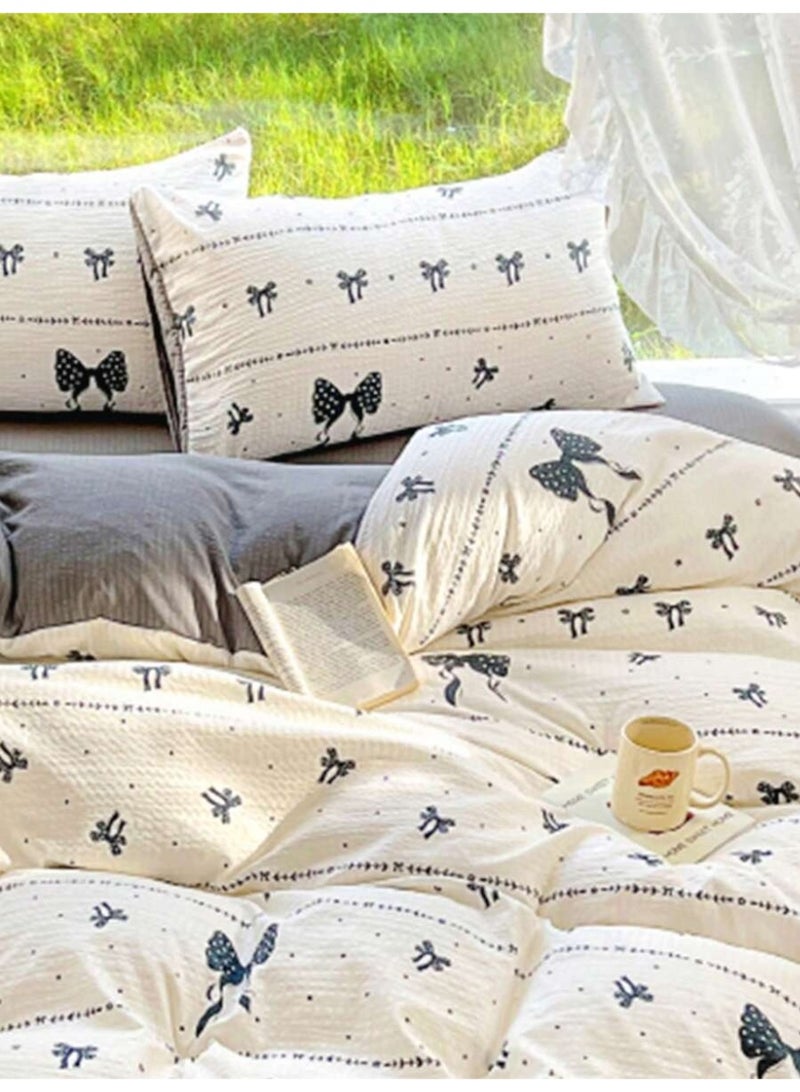 – Minimalist Duvet Cover with Black Ribbon Print – Soft Cozy Aesthetic Bedding-150*200cm - Image 3