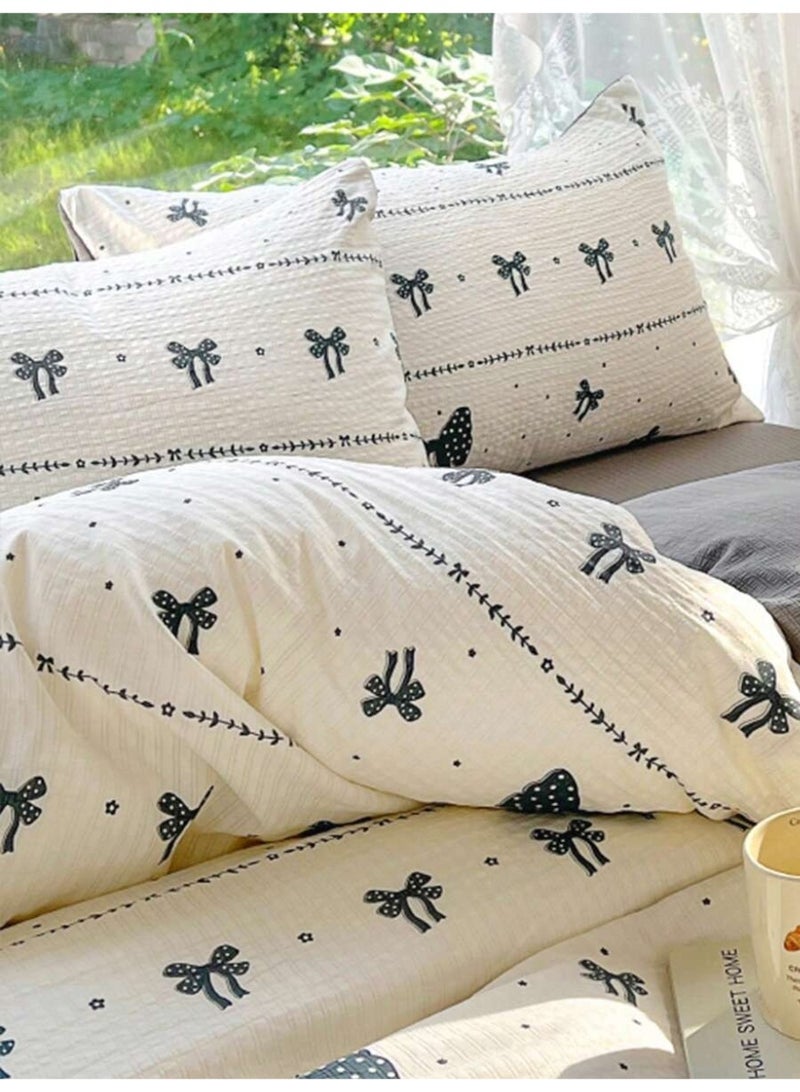 – Minimalist Duvet Cover with Black Ribbon Print – Soft Cozy Aesthetic Bedding-150*200cm - Image 4