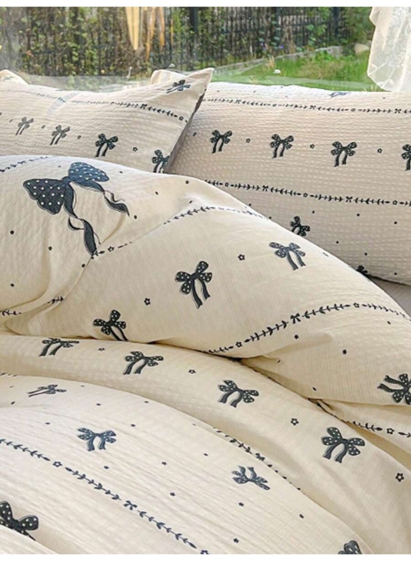 – Minimalist Duvet Cover with Black Ribbon Print – Soft Cozy Aesthetic Bedding-150*200cm - Image 1