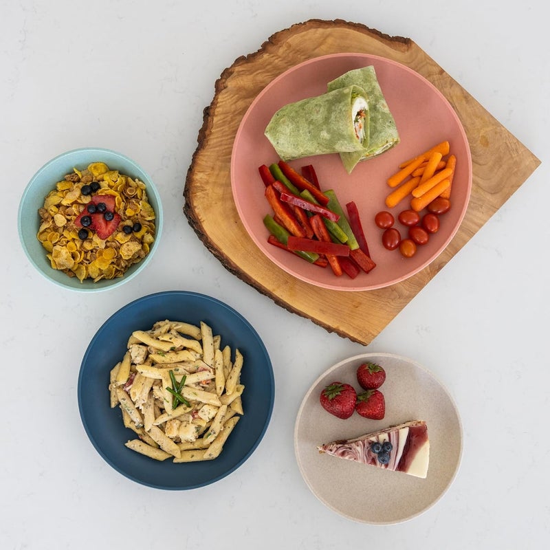 Grow Forward 16piece Premium Wheat Straw Dinnerware Sets for 4  Unbreakable Dishwasher  Microwave Safe Plastic Plates and Bowls Sets  Patio Outdoors RV Camping Dishes  Tropical - Image 5