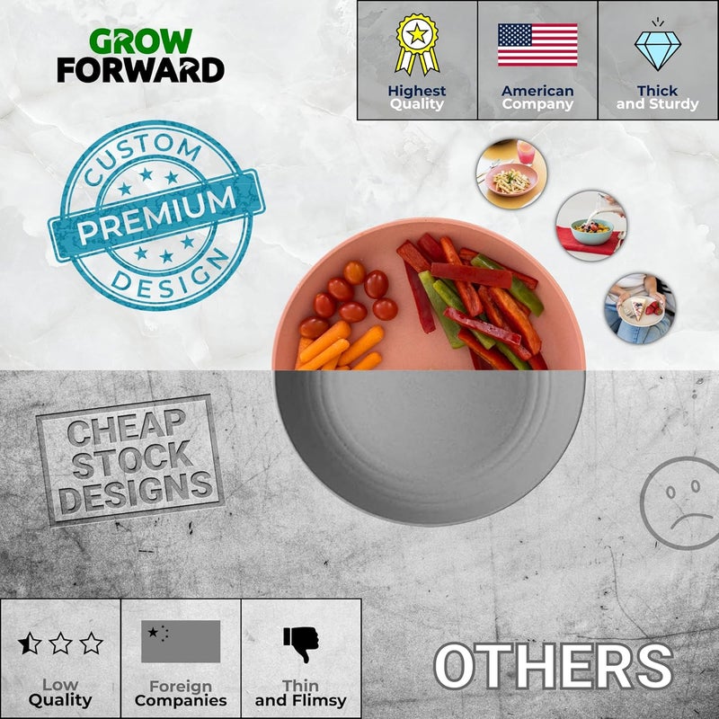 Grow Forward 16piece Premium Wheat Straw Dinnerware Sets for 4  Unbreakable Dishwasher  Microwave Safe Plastic Plates and Bowls Sets  Patio Outdoors RV Camping Dishes  Tropical - Image 4