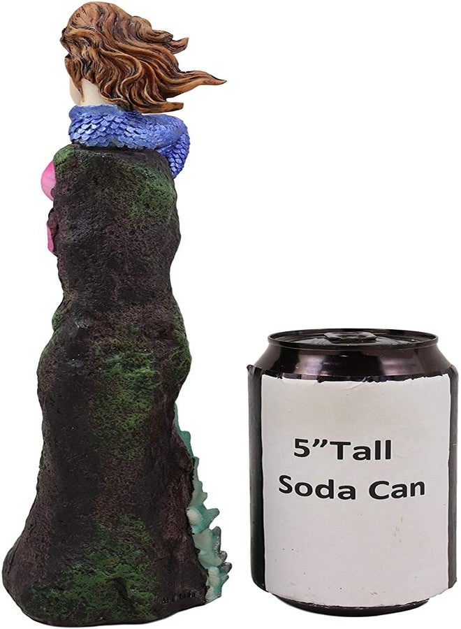Ebros Gift Beautiful Ocean Mermaid Ariel Sitting On A Purple Quartz Crystal Quarry Coral Reef Pillar Tower Incense Burner Sculpture Nautical Mermaids Fantasy Figurine - Image 5