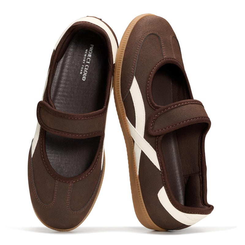 Project Cloud Comfortable Womens Shoes - Casual Trendy Mary Jane Shoes Women with Memory Foam - Lightweight & Non-Slip Fashion Sneakers for Women 2026 (Spring, CHOCBROWN,9M)