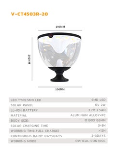 Vmax Premium Solar LED Dome Light – with 360° Coverage for Indoor & Outdoor Security – 20Cm Tall / 19Cm Clear Dome – 3 Color Temperature Change – Warm/Natural/Cool White Light – For Home Office Garden  - Image 5