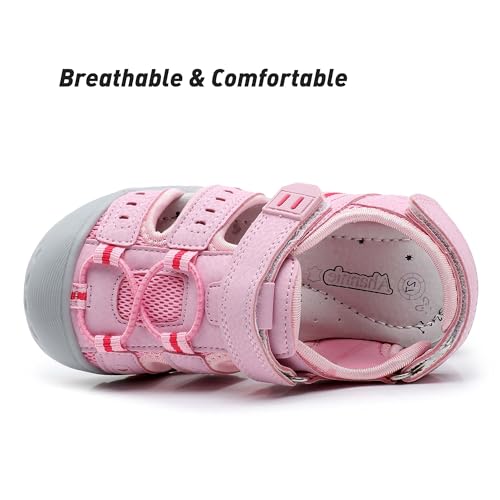 Ahannie Boys Girls Outdoor Sport Sandals,Kids Closed Toe Beach Sandals, Toddler Summer Shoes(Pink-10) - Image 2