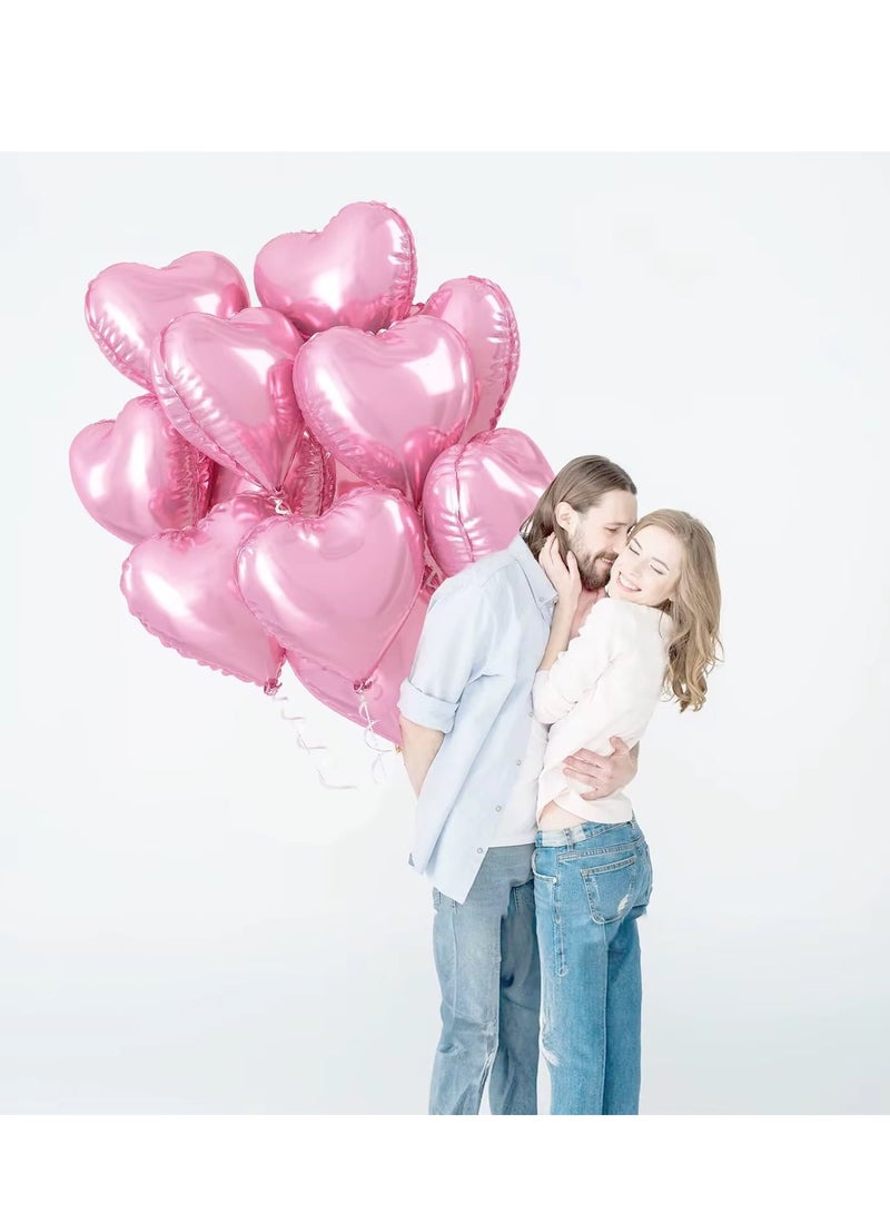 10 قطع من البالونات الوردية على شكل قلب مقاس 18 بوصة لتزيين حفلات الزفاف وعيد الحب - Image 2