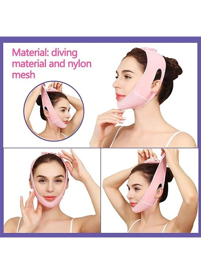 إسكدنيا Beauty Face Sculpting Sleep Mask, Reusable V Line Mask, Facial Slimming Strap, Double Chin Reducer Chin Up Mask, Face Lifting Belt V Shaped Slimming Face Mask, Ultra Thin Soft Breathable - Image 4