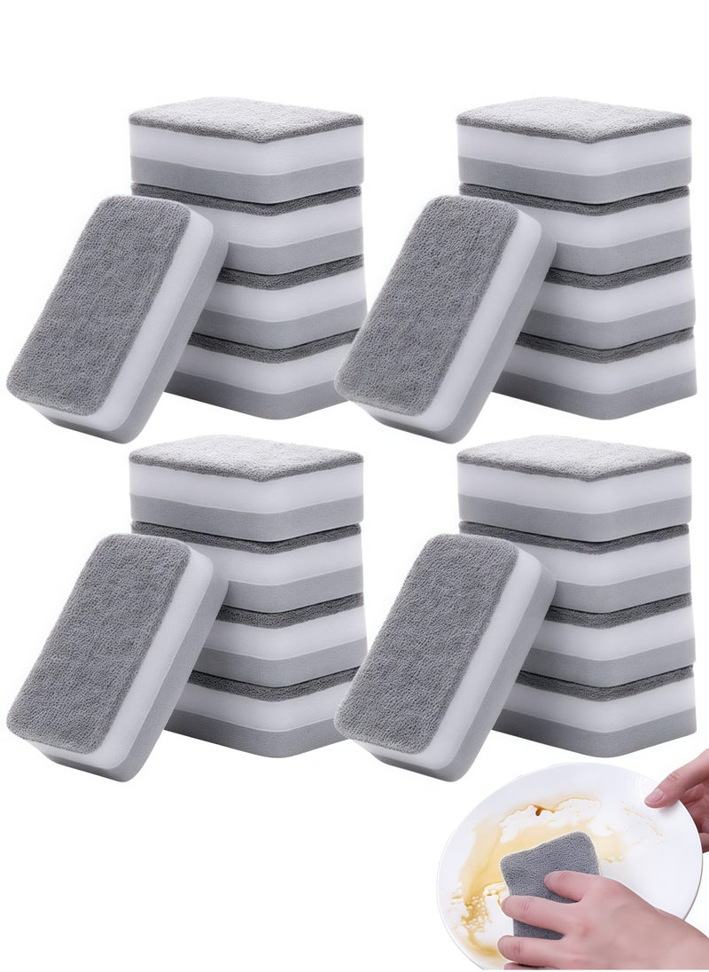 Peachjoy Wrapped Sponges 20 Pack Kitchen Dishwashing Sponge Bulk, Non Scratch Dishes Scouring Pad Dishcloth, Odor-Free Sponge Wipes for Household Cleaning Dishes Travel Apartments 