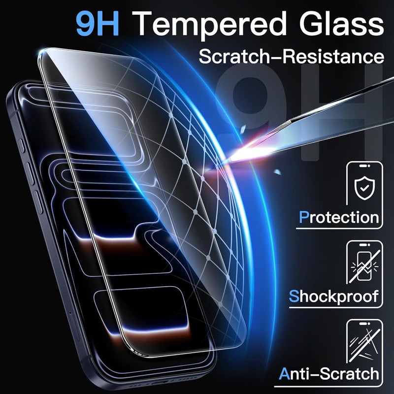 Jetech Screen Protector for iPhone 17 Pro 6.3-Inch, Tempered Glass Film with Easy Installation Tool, 9H Hardness, Case-Friendly, 3-Pack - Image 5
