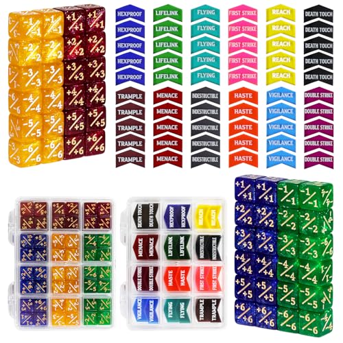 FIGURESLAB 108PCS MTG Tokens 12mm MTG Dice Set for Magic Card Keyword Token Life Counters Dice with Box Compatible with Magic CCG Card Gaming Accessories - Image 1