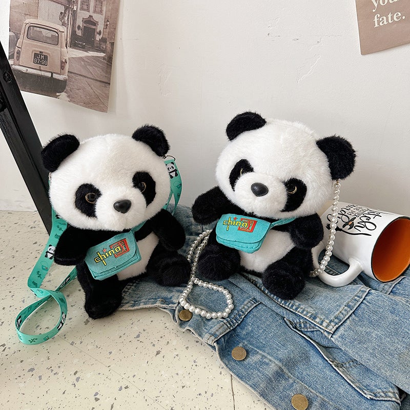 Cute Panda Doll Female Shoulder Bag Grab Machine Gift Japanese Panda Bag Cartoon Plush Messenger Bag - Image 2