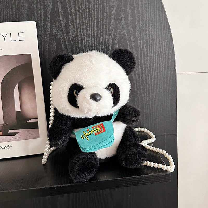 Cute Panda Doll Female Shoulder Bag Grab Machine Gift Japanese Panda Bag Cartoon Plush Messenger Bag - Image 4