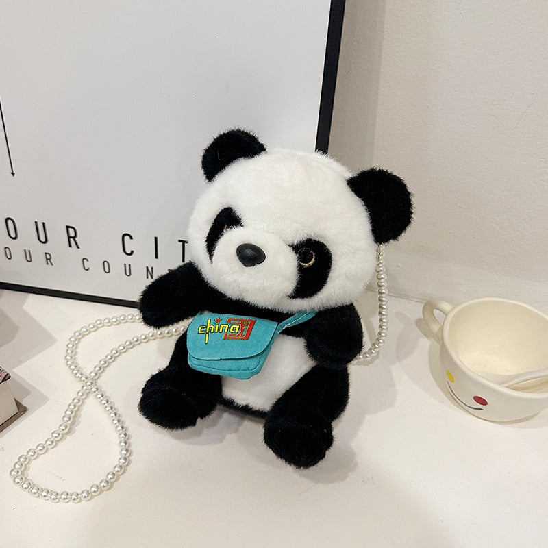 Cute Panda Doll Female Shoulder Bag Grab Machine Gift Japanese Panda Bag Cartoon Plush Messenger Bag - Image 1
