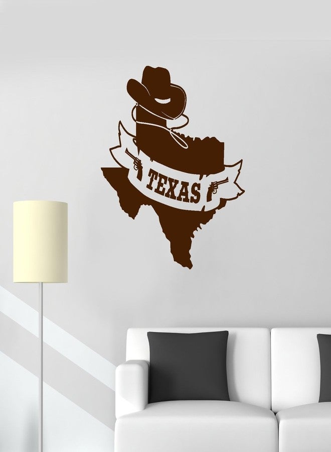 SnappySticker Map State Cowboy Home Room Wall Sticker for Bedroom Living Room Office ? Large Removable Waterproof Vinyl Wall Decal ? Home Decor Sticker Size: 27 X35