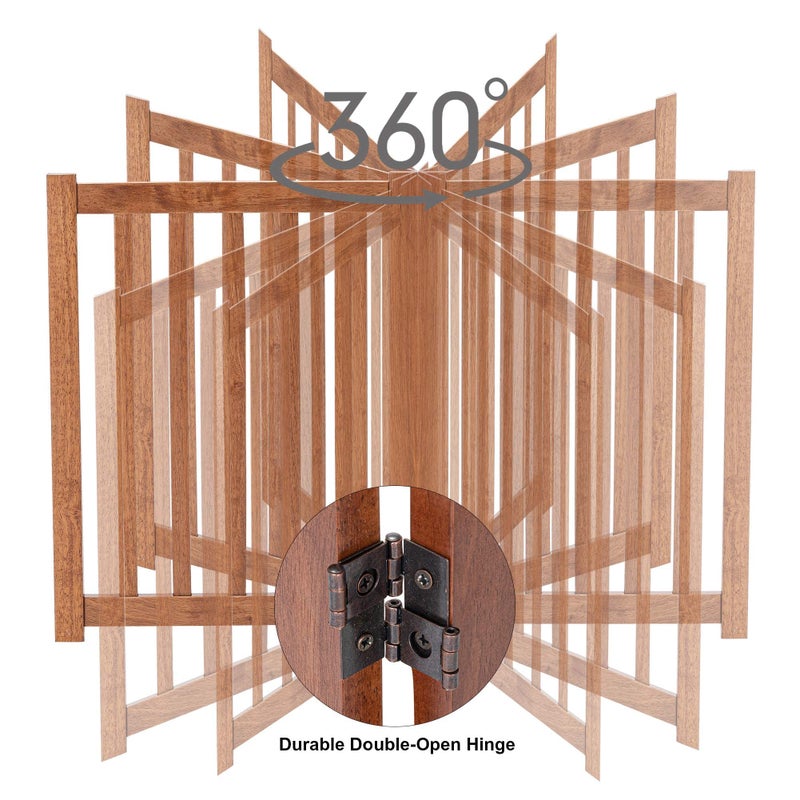 LZRS 2-Panel Wooden Free Standing Foldable Dog Gate Indoor â€“ Solid Hardwood 24" High, Step-Over Safety Pet Gate for Doorways, Stairs & Small Spaces - Indoor Use, Oak - Image 5