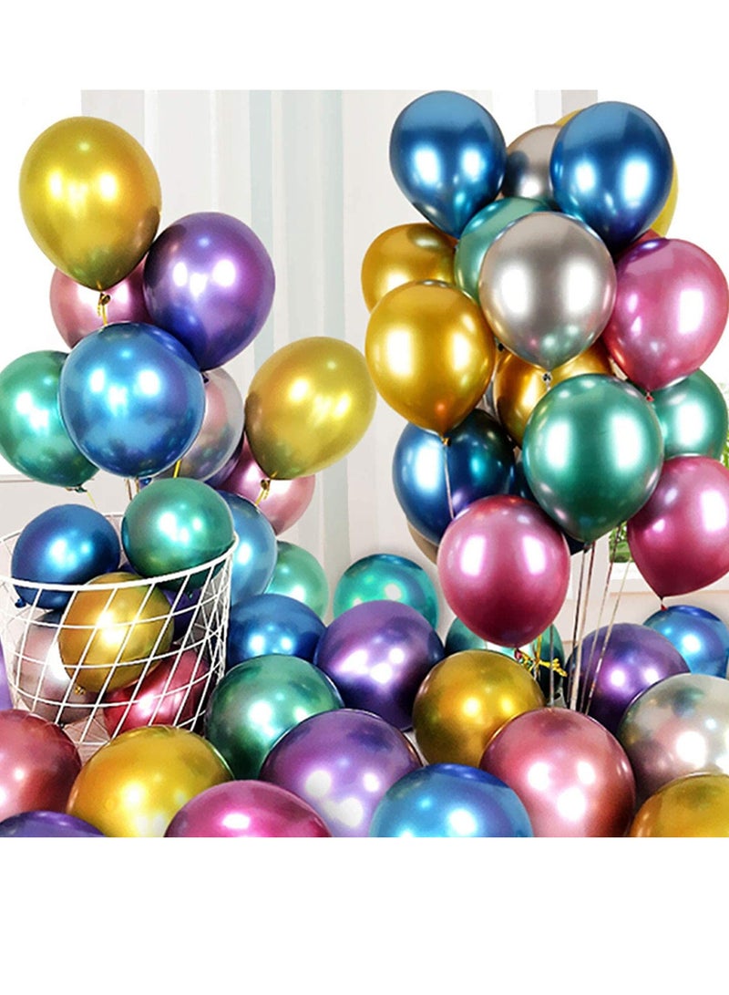 50 Pack 10 inch Multi Color Foil Balloon Party Supplies Banner Paper Garland For Happy Birthday Decoration Kids Baby Air Wedding Metallic Balloons (Multicolour) - Image 1