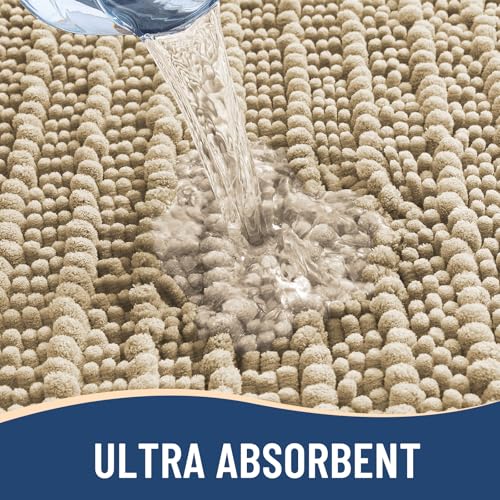 Arotive Luxury Chenille Bathroom Rug Mat, Extra Soft Thick Absorbent Shaggy Bath Rugs, Non-Slip Machine Wash Dry, Plush Bath Mats for Bathroom, Shower and Tub, 30x20, Beige - Image 4